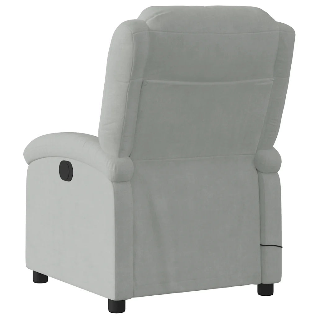 Poltrona Massaggiante Reclinabile Grigio Chiaro in Velluto 371808