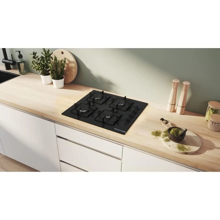 Piano cottura a gas - BOSCH Serie 2 - 4 fuochi - 52 x 59 x 5,4 cm - POP6B6K30 - Nero