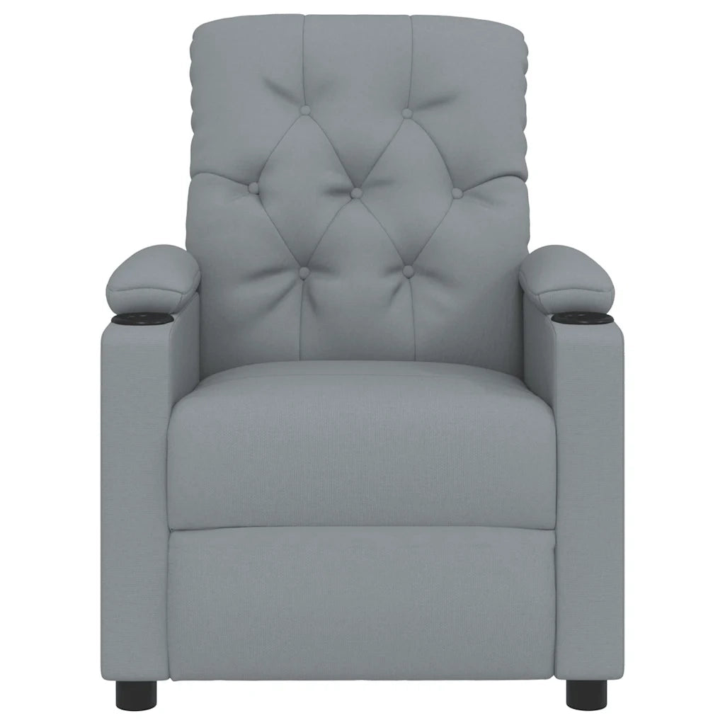 Poltrona | Sedia Relax Reclinabile in Tessuto Grigio Chiaro