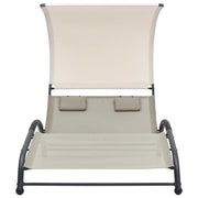 Lettino Prendisole Doppio con Baldacchino in Textilene Crema 310544