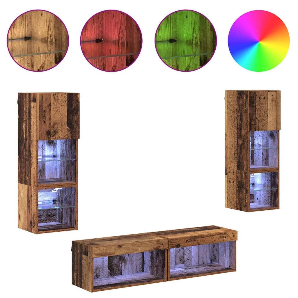 Unità TV da Parete 6 pcs Legno vecchio Legno multistrato 3402929