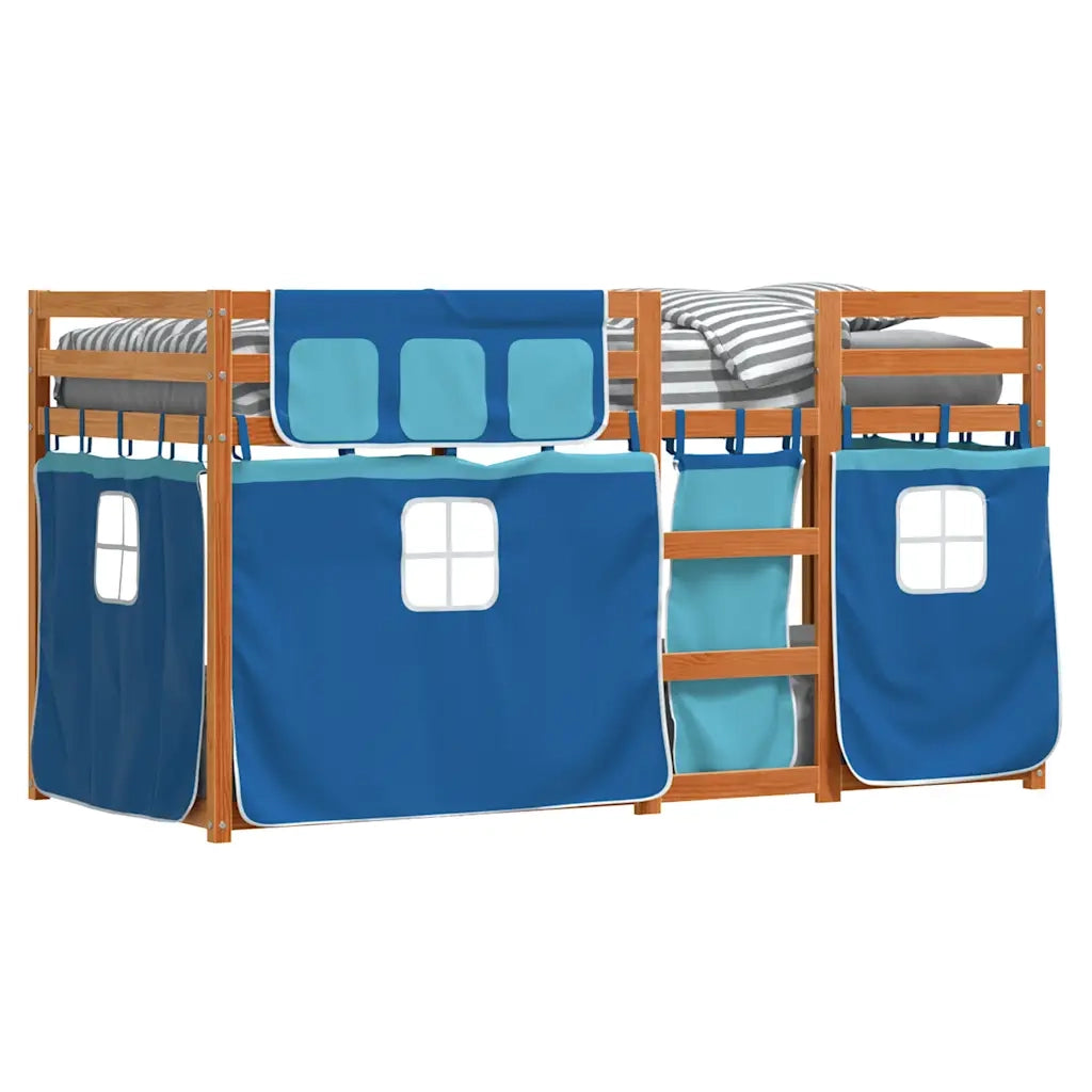 Letto a Castello senza Materasso Blu 90x190cm Massello Pino
