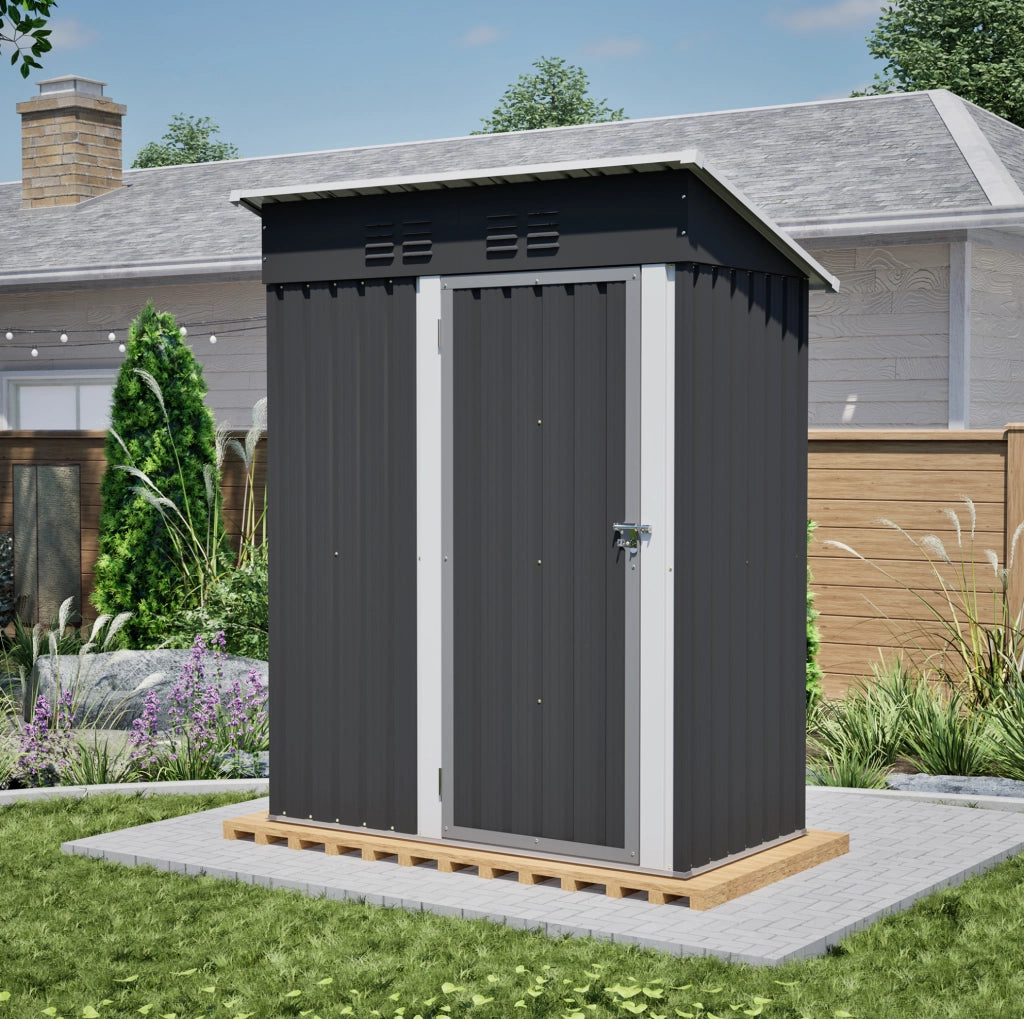 Casetta da giardino in metallo con porta chiudibile 152;2 x 83;6 x 182 cm; nero
