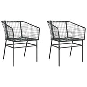 Sedie da Giardino Set 2 pz | Sedie da Esterno Polyrattan Nero