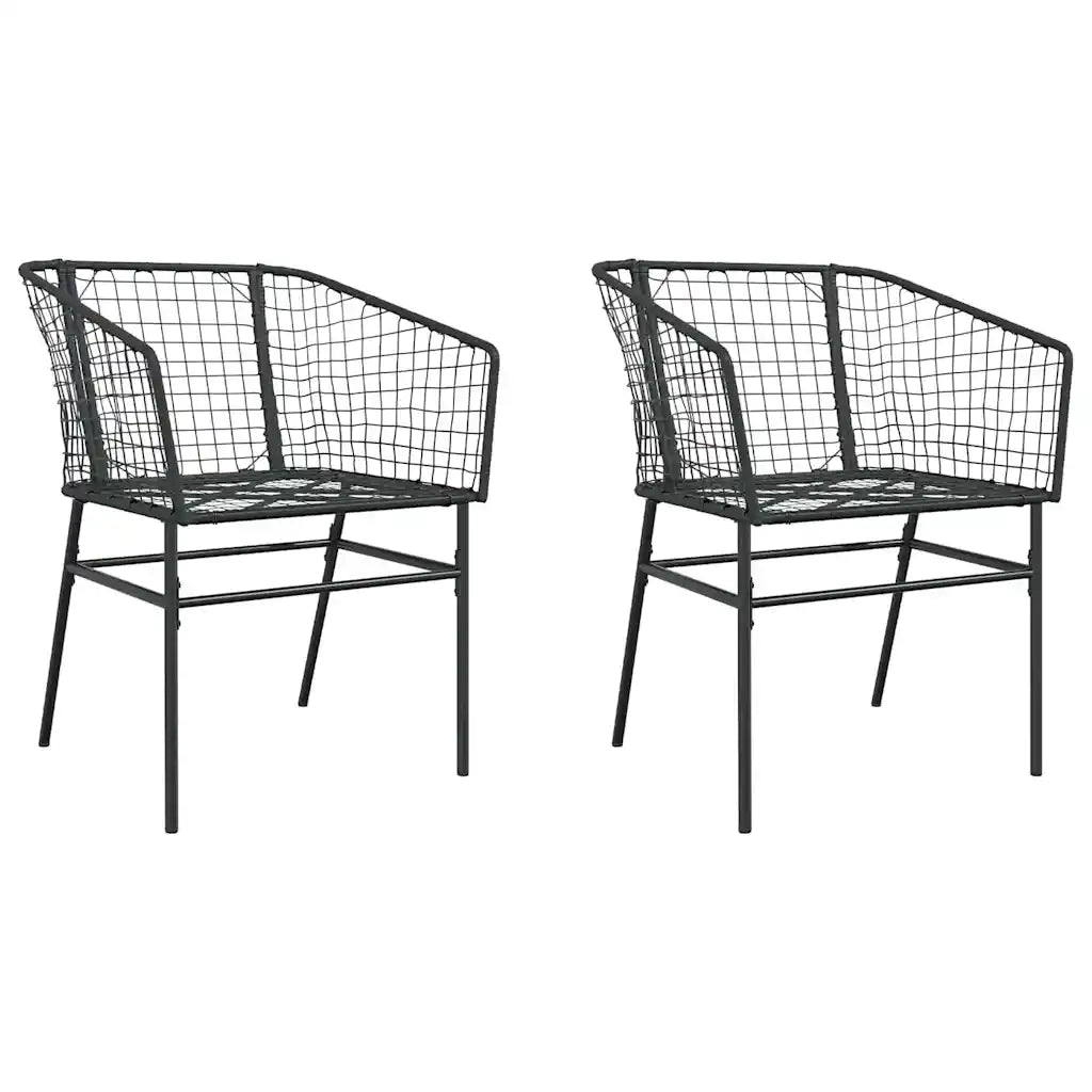 Sedie da Giardino Set 2 pz | Sedie da Esterno Polyrattan Nero