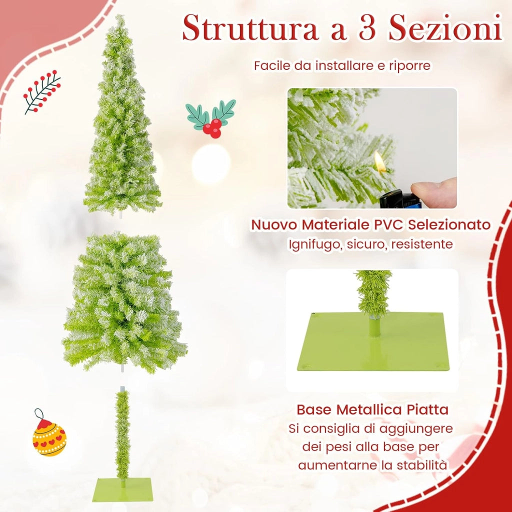 Albero di Natale da 150/180/210 CM, Albero di Natale Artificiale Slim Pre-Illuminato con Punta Flessibile, 216/290/366 Punte di Ramo, 80/120/160 Luci LED Bianche Calde e 8 Modalità (210 cm)