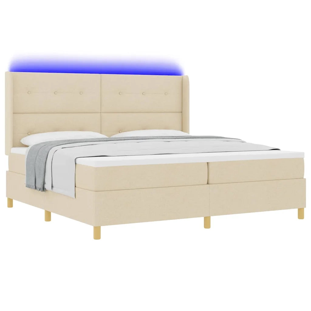 Letto a molle con materasso Crema 140 x 200 cm Tessuto