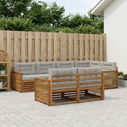 Set di divani da esterno 7 pcs Naturale e Grigio Chiaro
