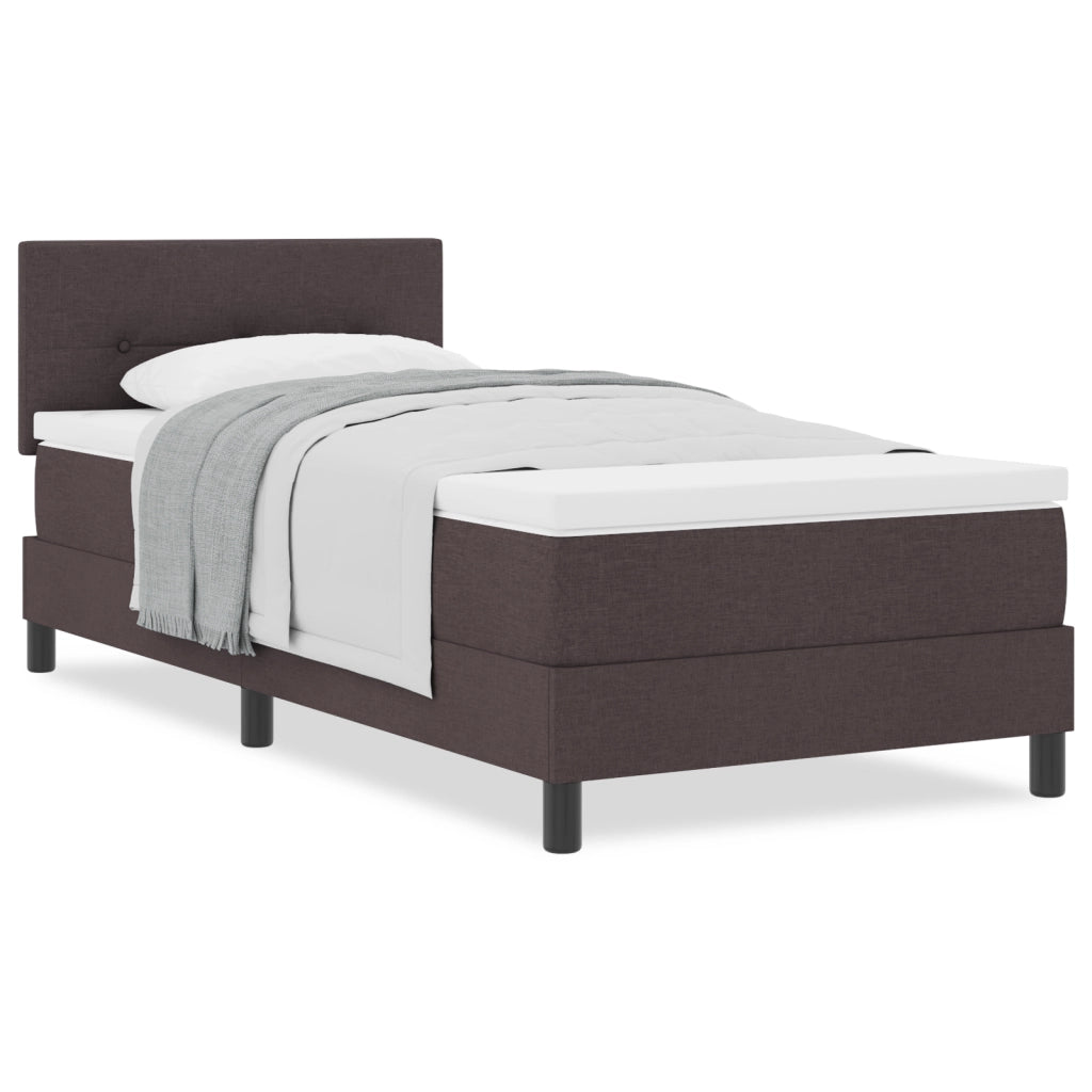 Letto con rete a molle e materasso Marrone scuro 90x200 cm Tessuto