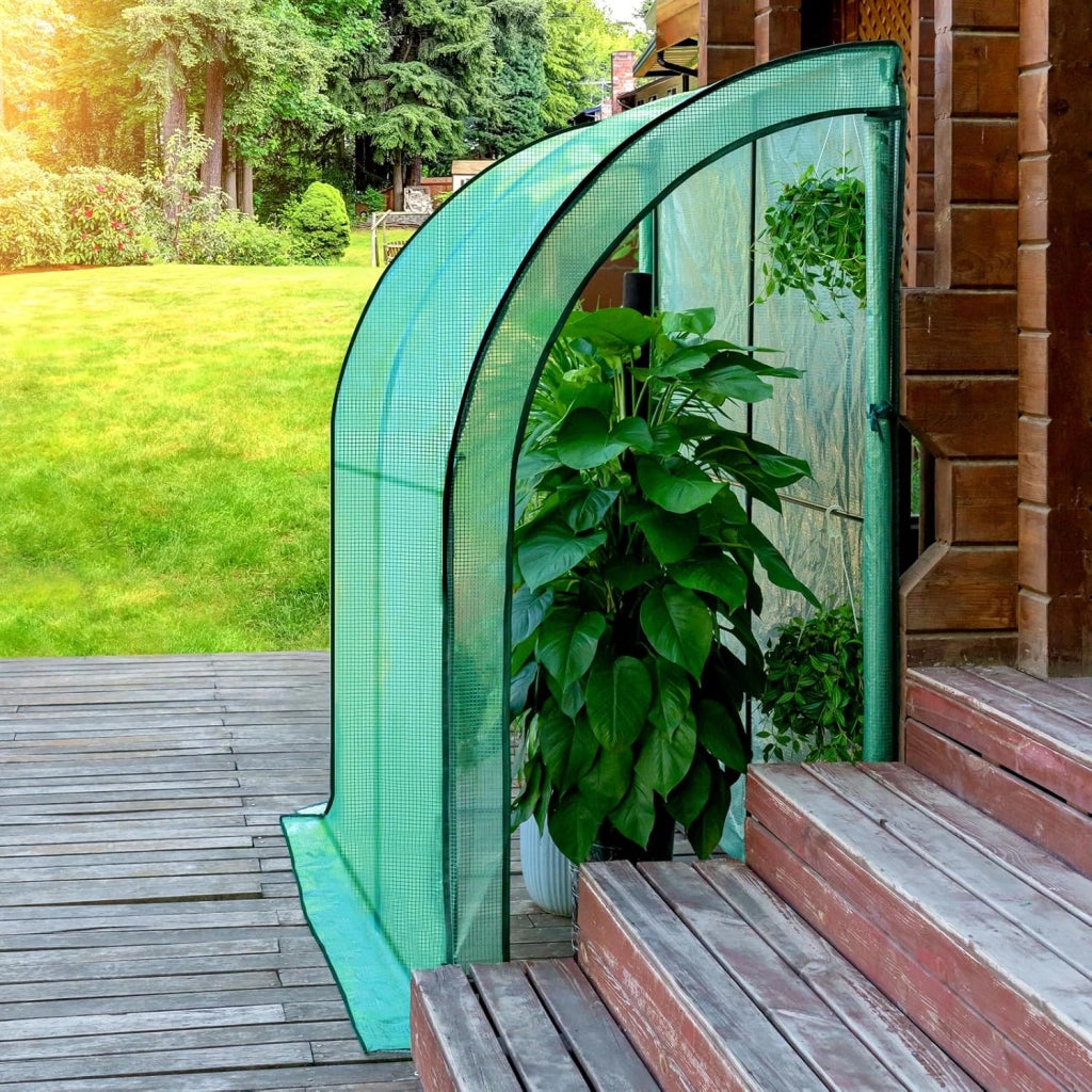 Serra da Giardino, Serra per Orto con 2 Porte Avvolgibili, Copertura per Piante con Telo PE a Rete 140 g/m2 e Telaio Metallico, Verde, 200x100x210cm