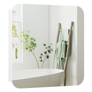 Armadietto Bagno con Specchio e Ante Curve 2 Porte Ripiani Regolabili ¨C zephmum ¨C Bianco 68x13x66 cm