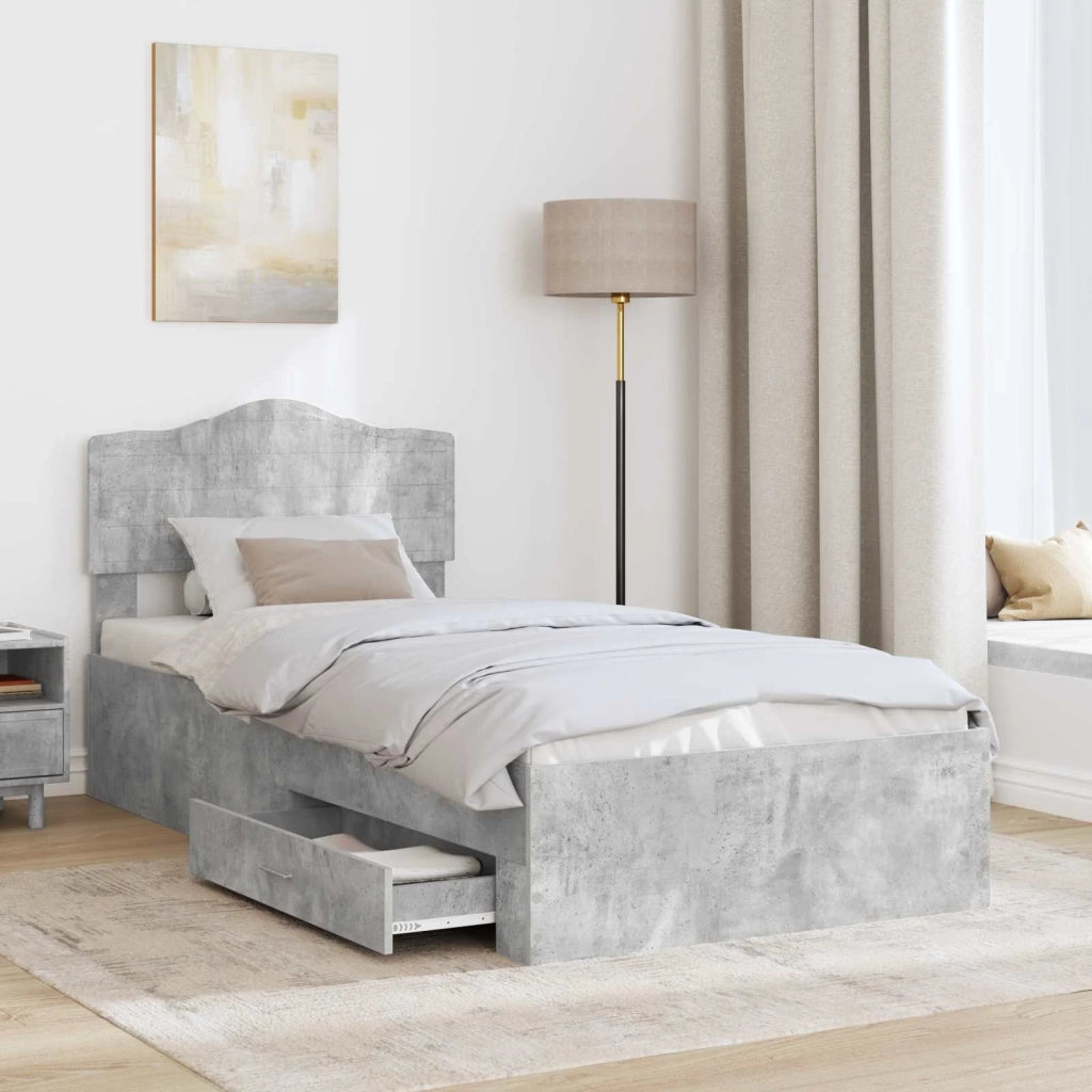 Struttura del letto con testiera-Giroletto con Testiera Grigio cemento 100 x 200 cm 673876