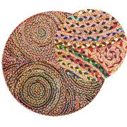 Tappeto moderno hippie Multicolore rosa rosso arancione blu rotondo 140 cm cotone intrecciato camera da letto soggiorno