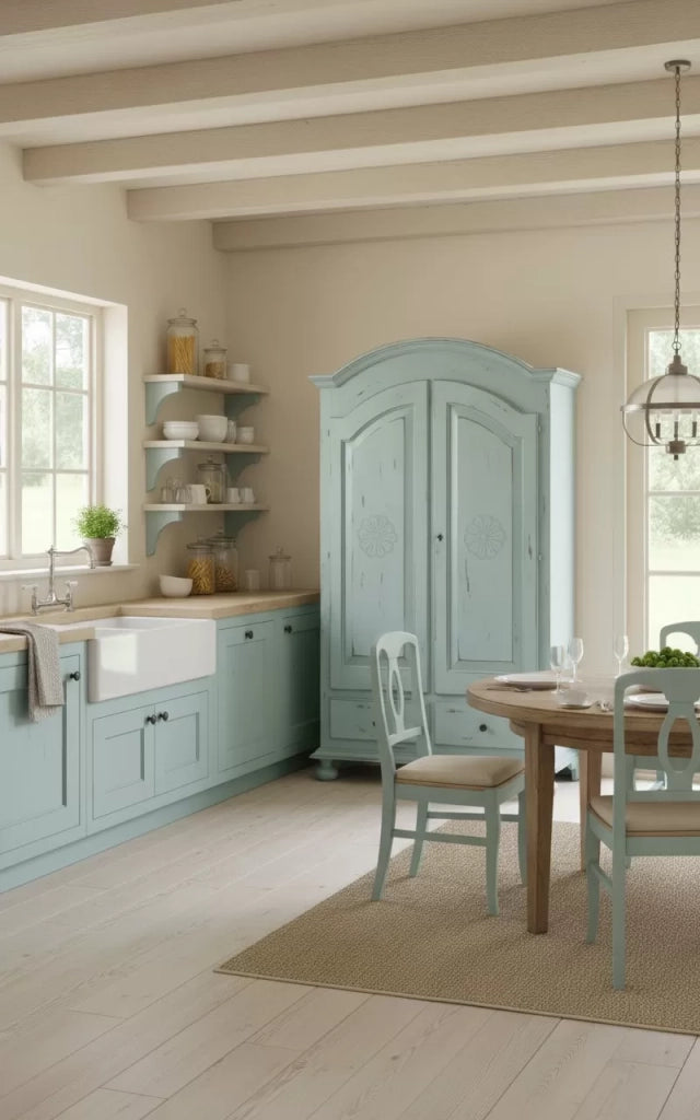 Armadio 2 porte shabby legno azzurro consumato 125x61x200 - Mobili 2G