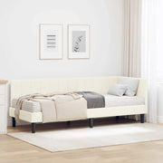 Struttura Letto Angolare con Materasso 2 pz-Giroletto con materasso Crema Velluto 692526