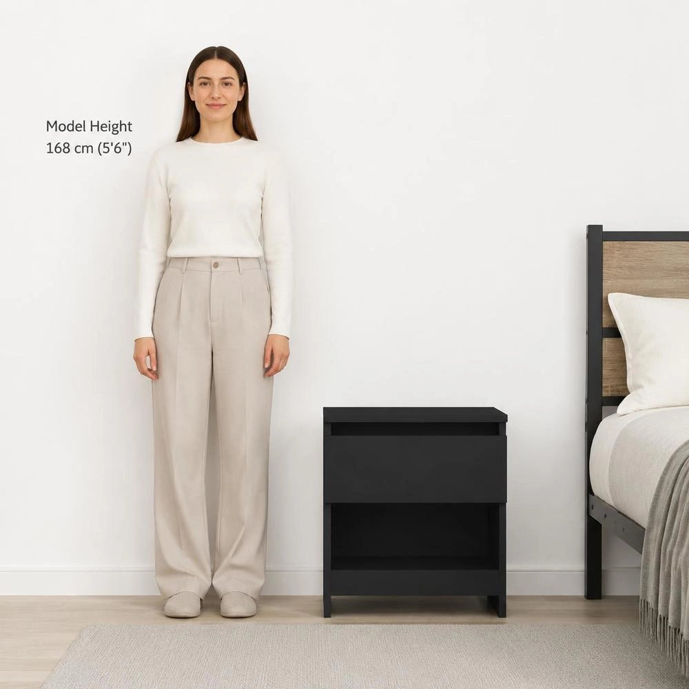 Bedside Tables 2 Pcs. Black 40x30x39 Cm Wood Material