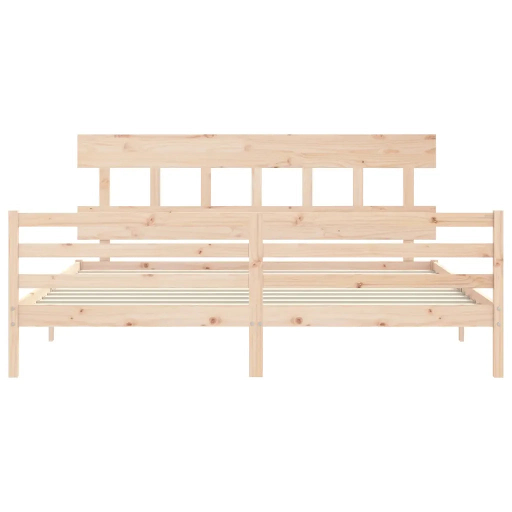 Giroletto con Testiera-Struttura Letto con testiera 200x200 cm in Legno Massello 248053