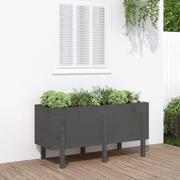 Fioriera Rialzata da Giardino Grigia 121x50x57 cm Massello Pino 825228