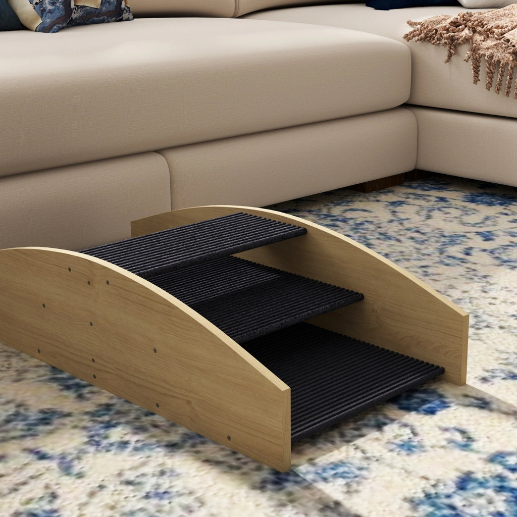 Scala per Cani Agility 3 Marche Legno Naturale ¨C zephmum ¨C 80x39.5x20cm