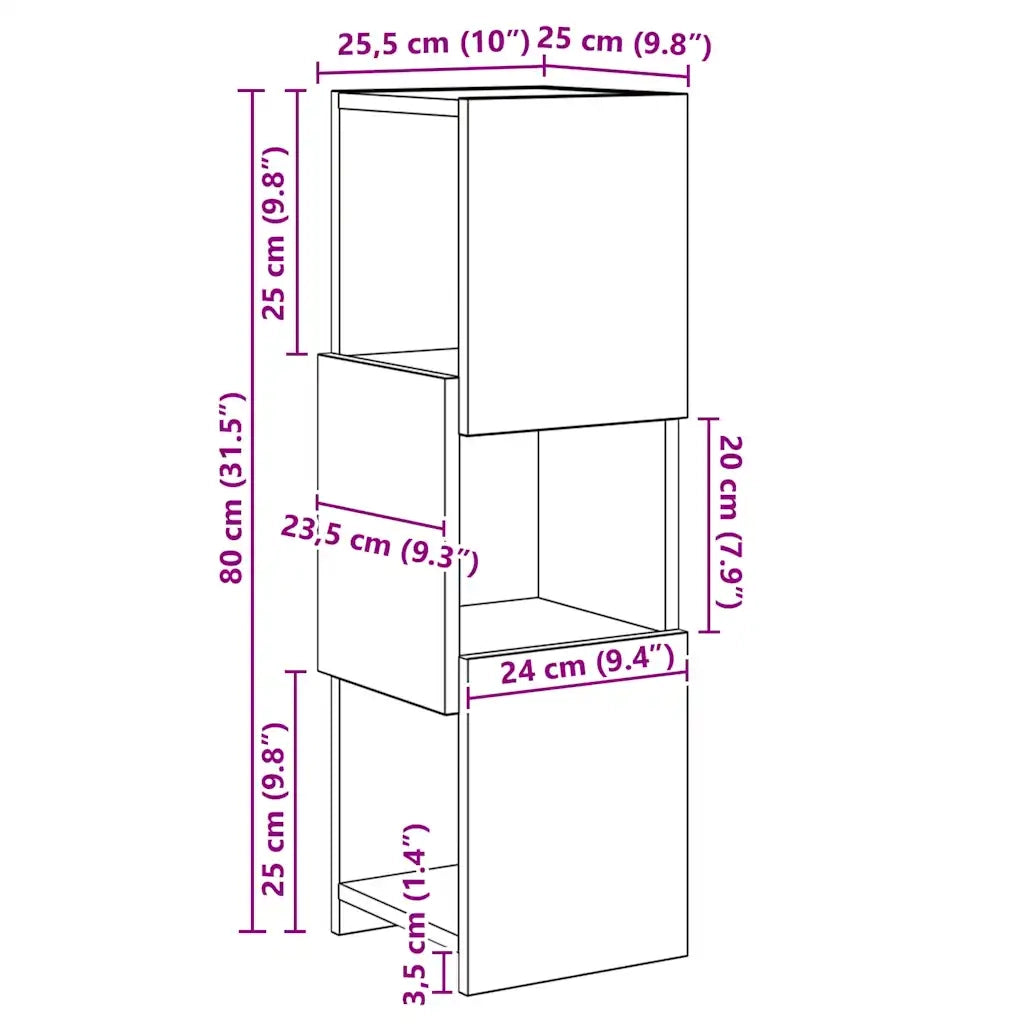 Mobile angolare Legno vecchio 25,5x25x80cm Legno multistrato 889819