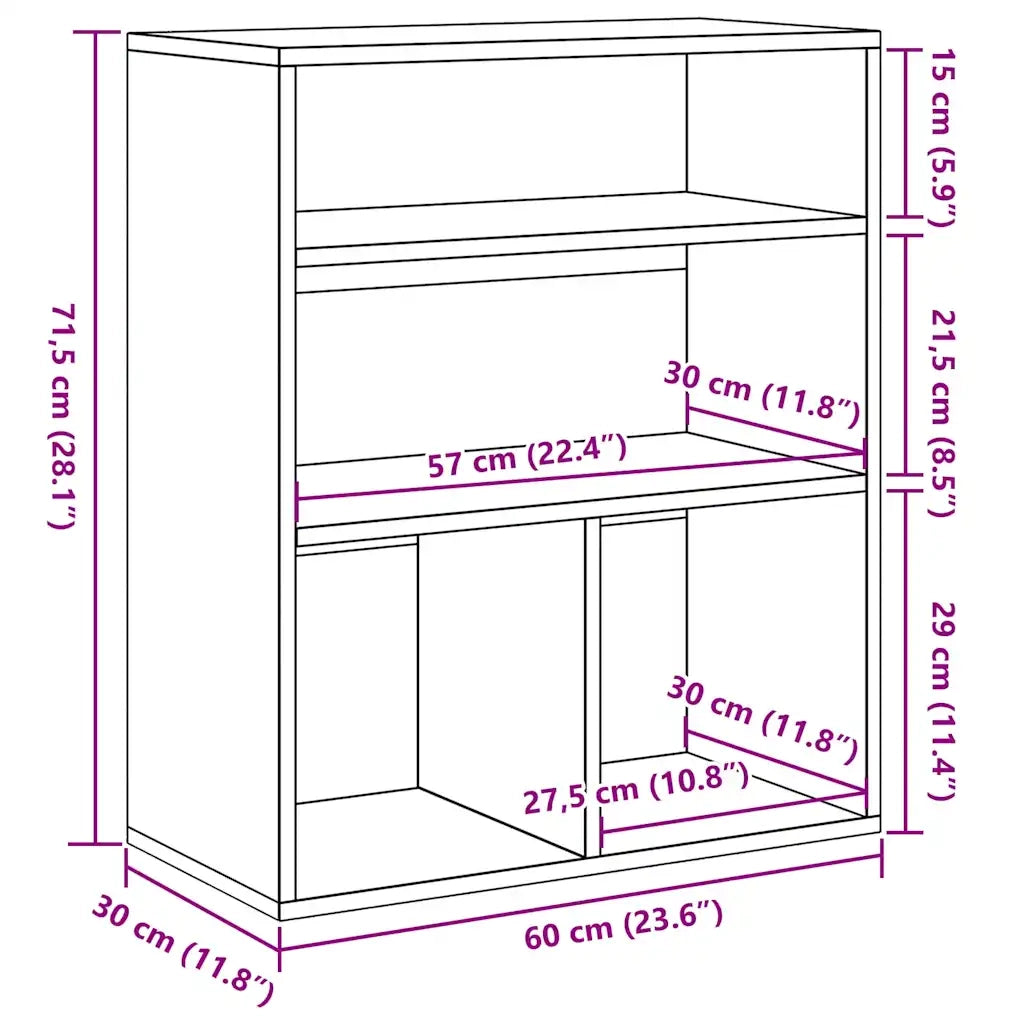 Libreria Grigio Sonoma 60x30x71,5 cm in Legno Multistrato 860315