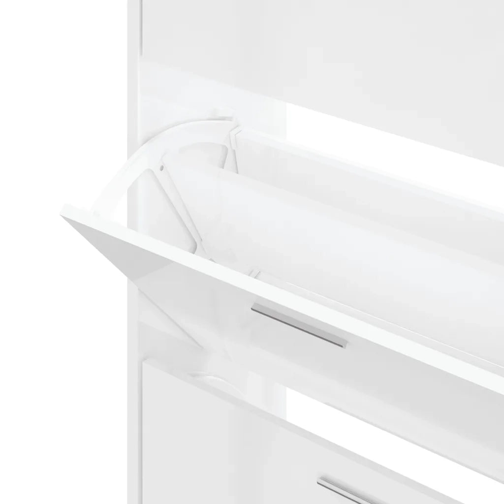 Scarpiera Bianco Lucido 63x24x103 cm in Legno Multistrato 342554