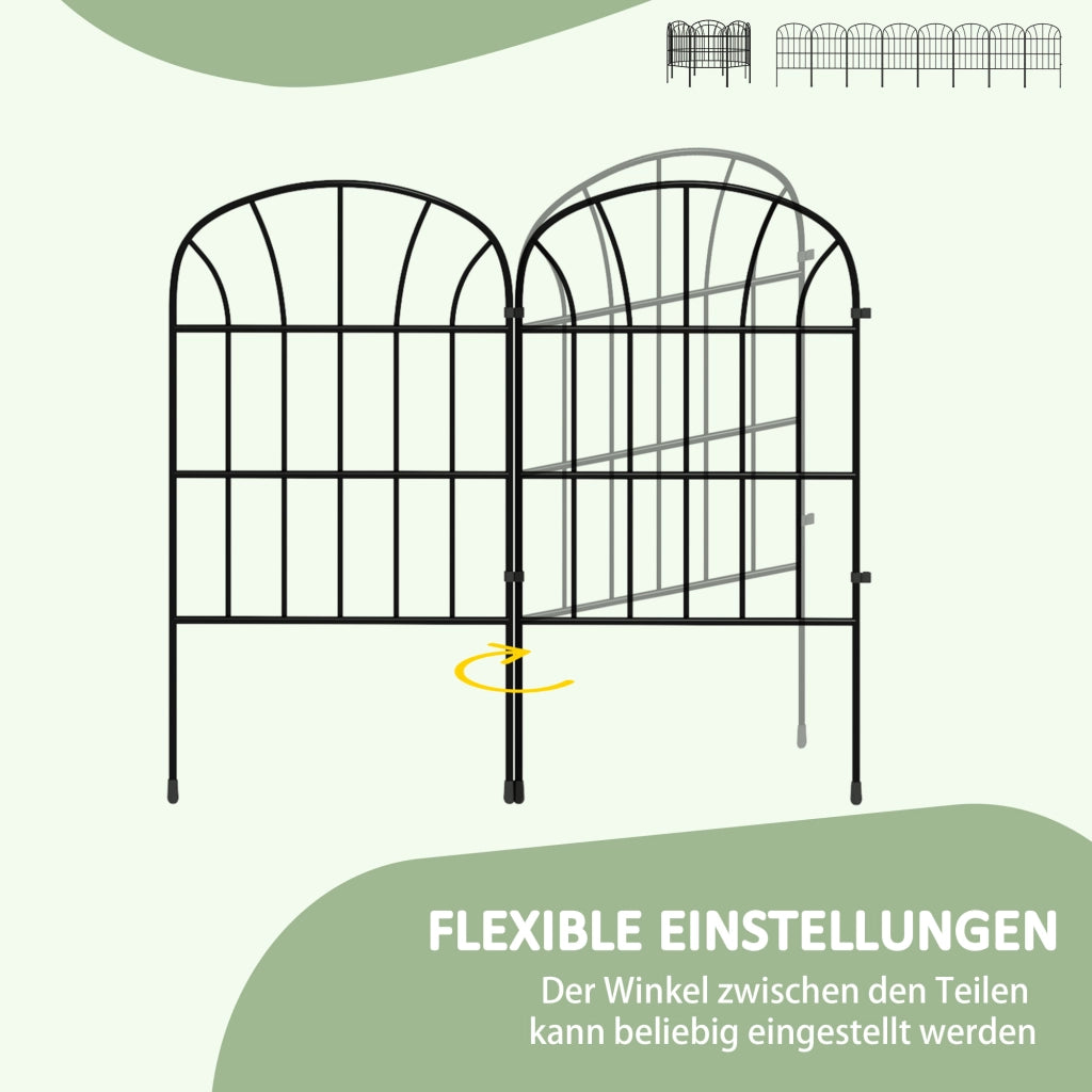 Recinzione per giardino ¨C zephmum ¨C 8 elementi, metallo, nero, 264x61 cm