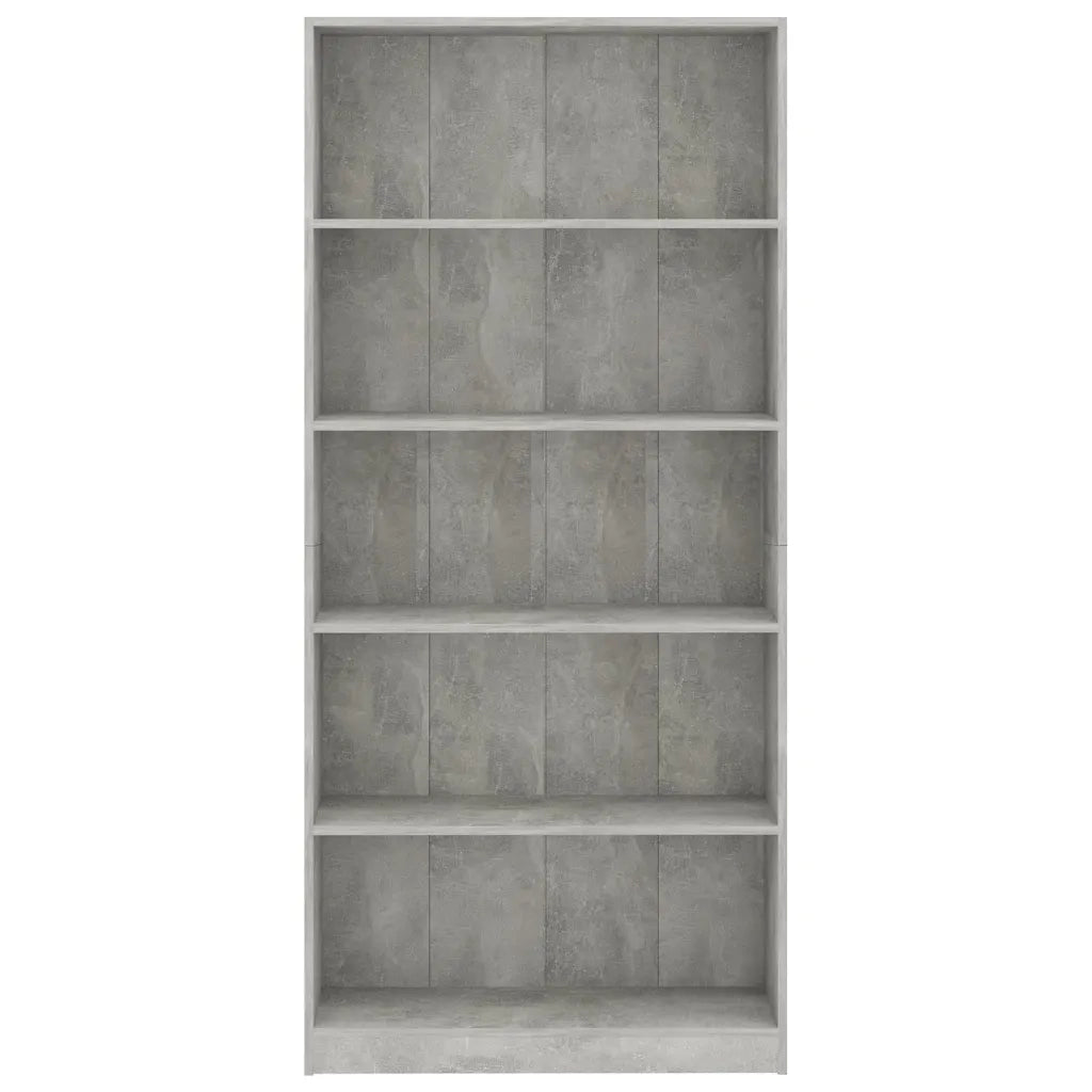 Libreria 5 Ripiani Grigio Cemento 80x24x175cm Legno Multistrato 800922