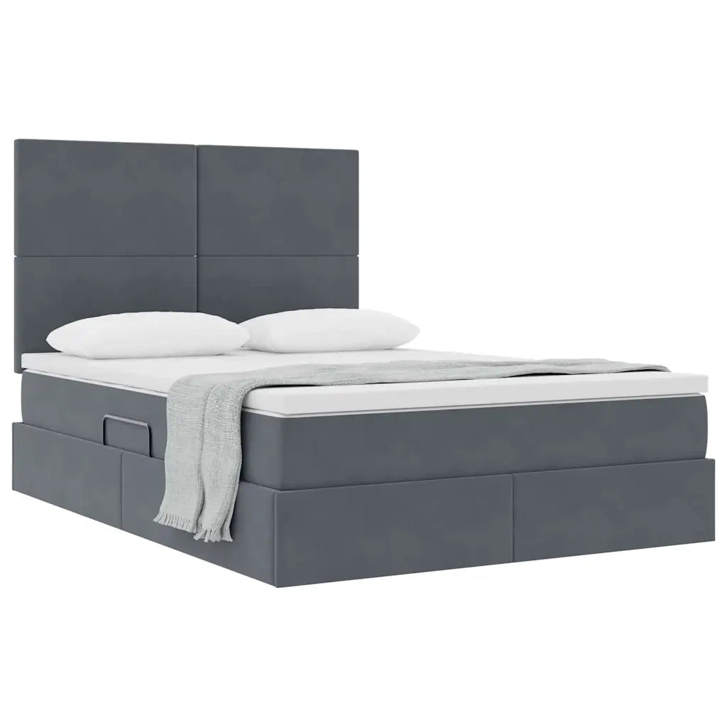 Letto con contenitore e materasso Grigio scuro 140 x 190 cm 3371968