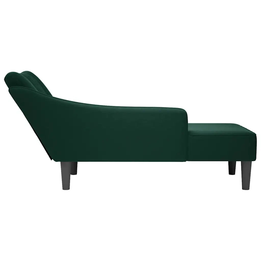 vidaXL Sdraio con Bracciolo Destro in Velluto Verde Scuro