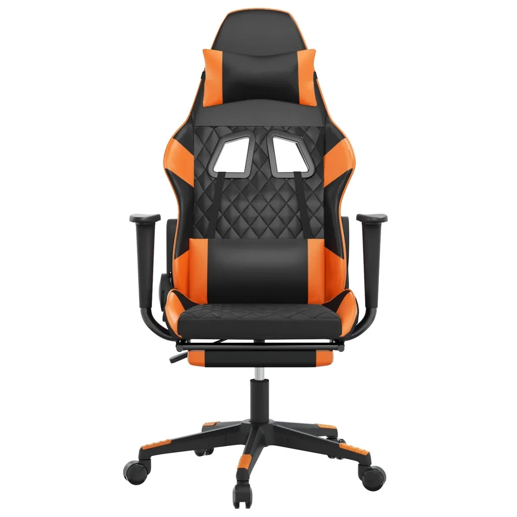 vidaXL Sedia da Gaming con Poggiapiedi Nero e Arancione in Similpelle