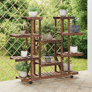 Portafiori con Ruote-Supporto per Piante Mobile-Rastrelliera per Fiori 110x25x115 cm in Legno Massello di Abete 635551