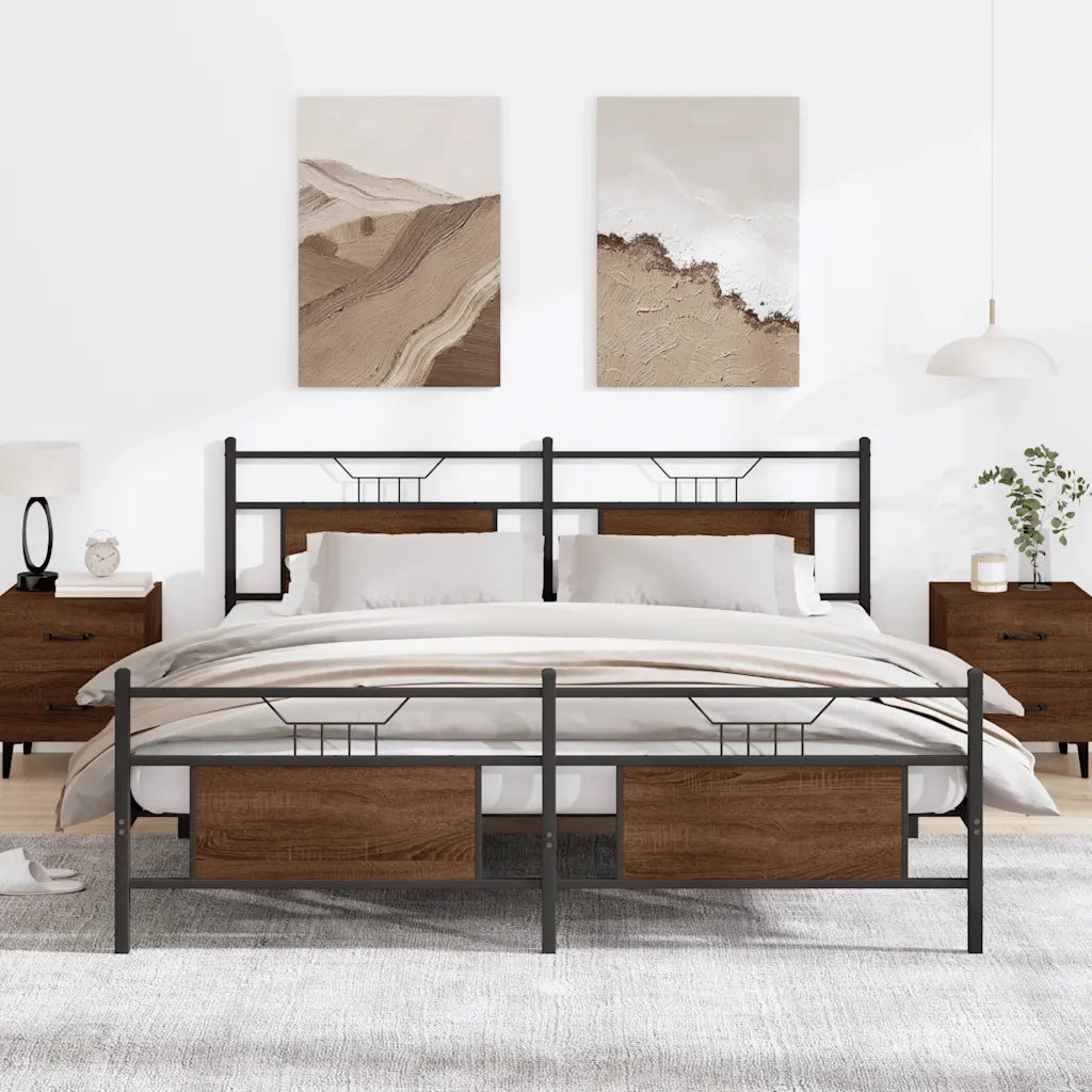 Giroletto senza Materasso in Metallo-Struttura Letto Rovere Marrone 160x200 cm 183666