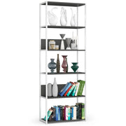 Scaffale stilo loft con ripiani in legno 70 cm Bianca 70 cm inserto frontale Grigio 70x32x192 cm