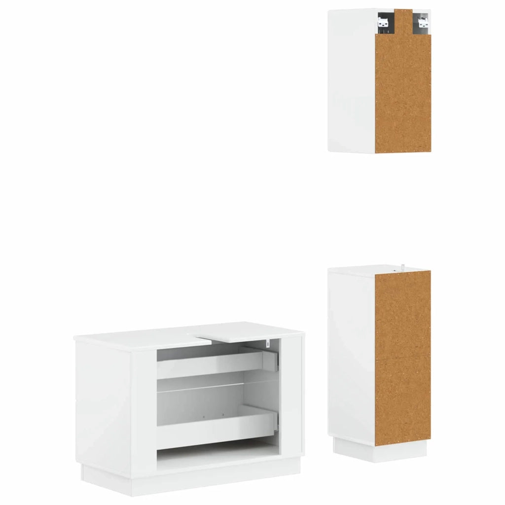 Set di armadietti da bagno in 3 pezzi HOORN Bianco Lucido 3417796