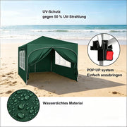GAZEBO Pieghevole Pop-up 3x3 m Verde in Tessuto Oxford