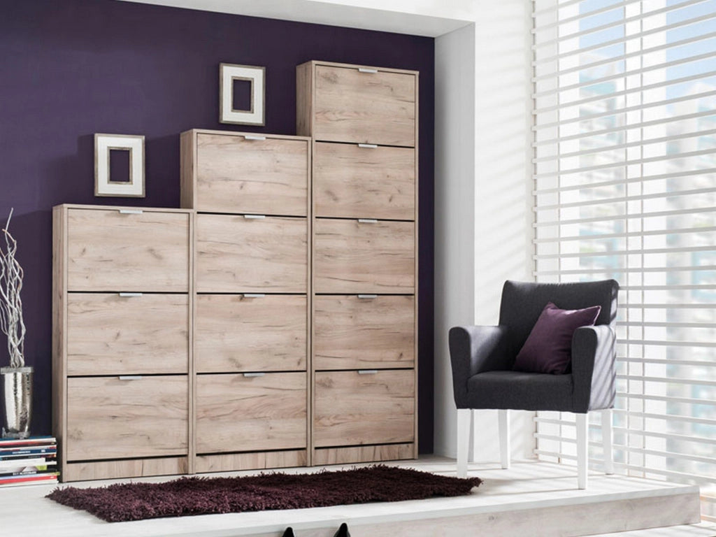 Mobile Portascarpe Capriolo, Scarpiera un Ripiano, 58x18x191.5h cm Marrone Rovere Scuro
