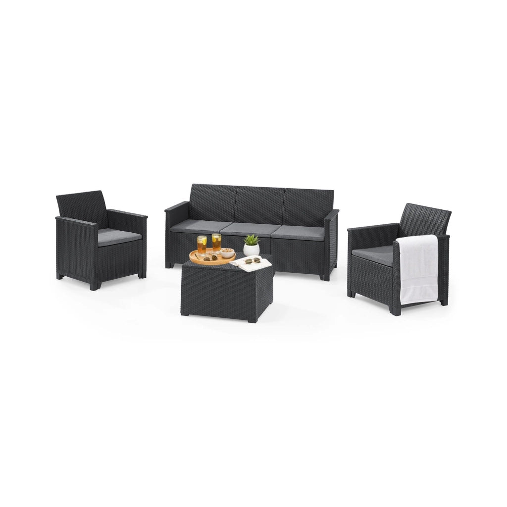 Set salotto da esterno Orillia, Salottino outdoor, Set da balcone o giardino, Composizione soggiorno per esterni, 113x65 h74 cm, Antracite