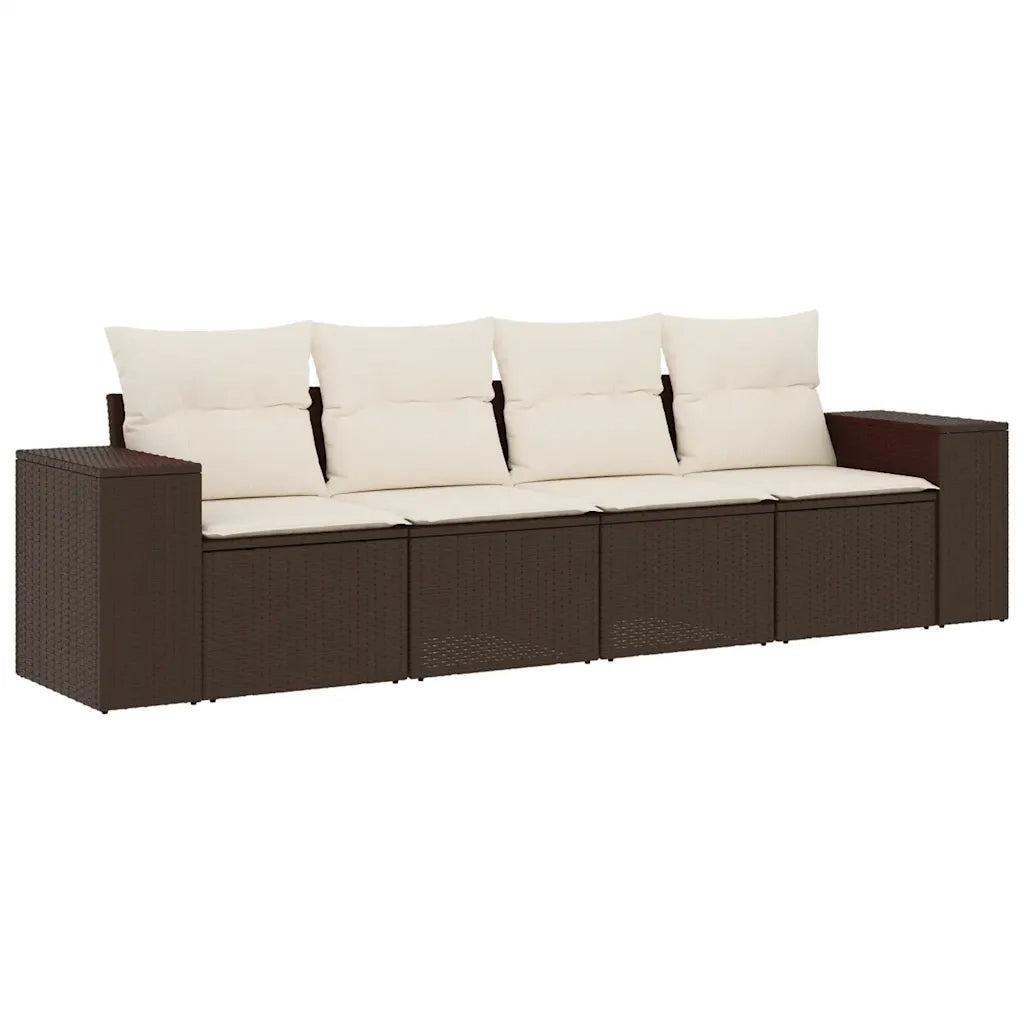 Set Divano da Giardino 4 pz con Cuscini Marrone in Polyrattan 3254620
