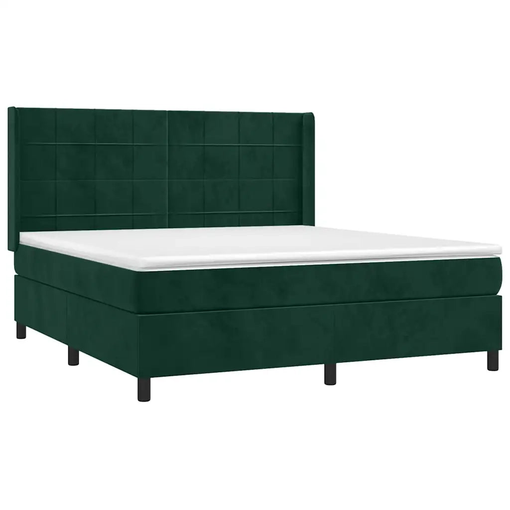 Giroletto a Molle con Materasso Verde Scuro 160x200 cm Velluto 3132690