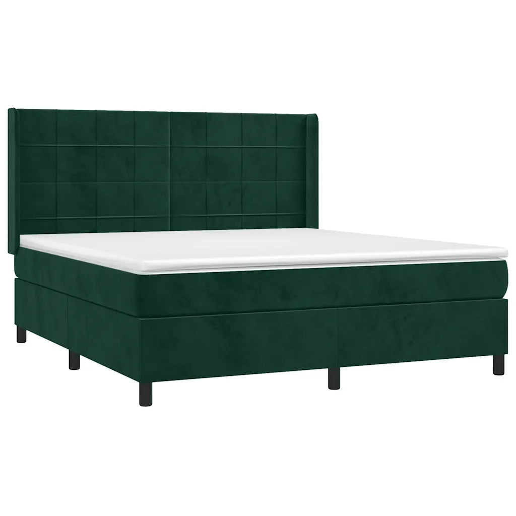 Giroletto a Molle con Materasso Verde Scuro 160x200 cm Velluto 3132690