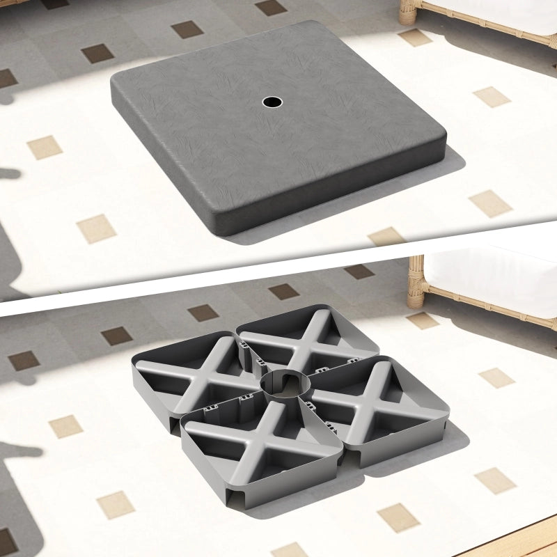 Base zavorrata per ombrellone da esterno, riempibile con sabbia, plastica, nero, 89 x 89 x 10,5 cm