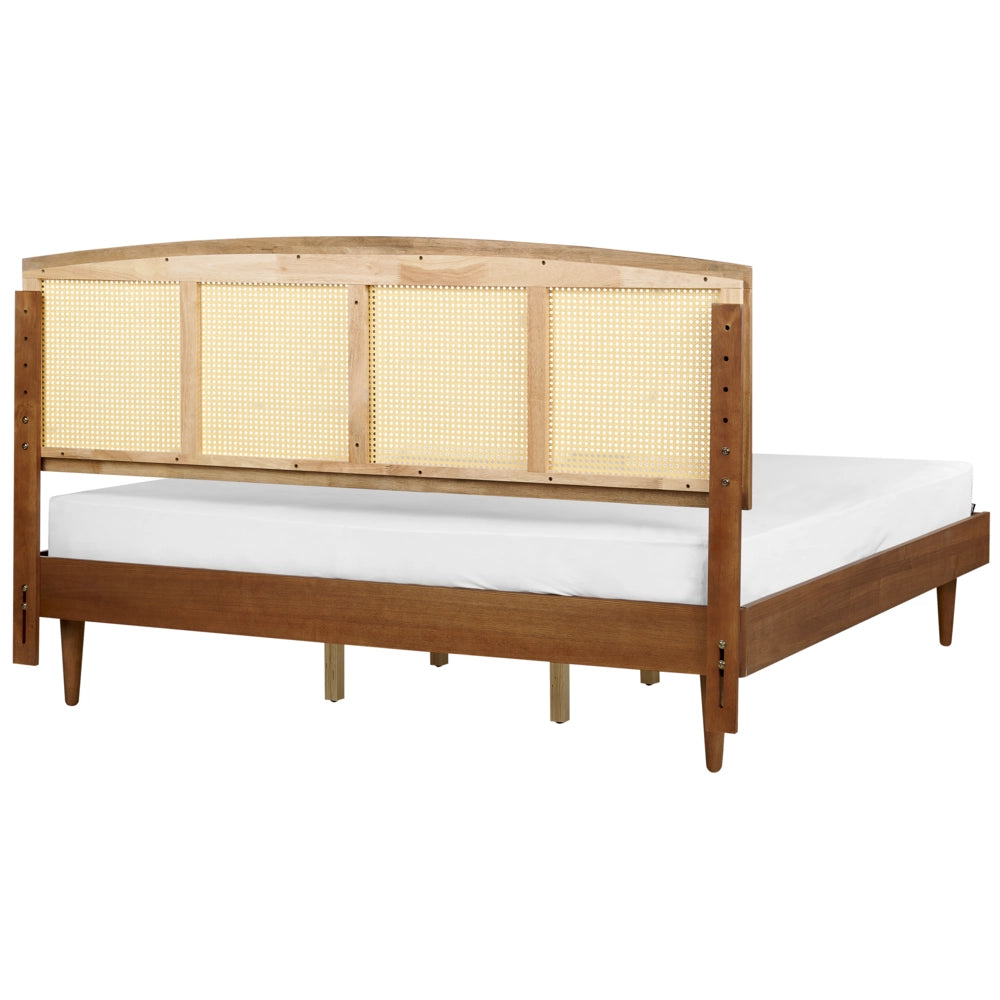 Letto in legno di gomma chiaro UE matrimoniale 180 x200 cm con testiera a doghe Stile rustico minimalista