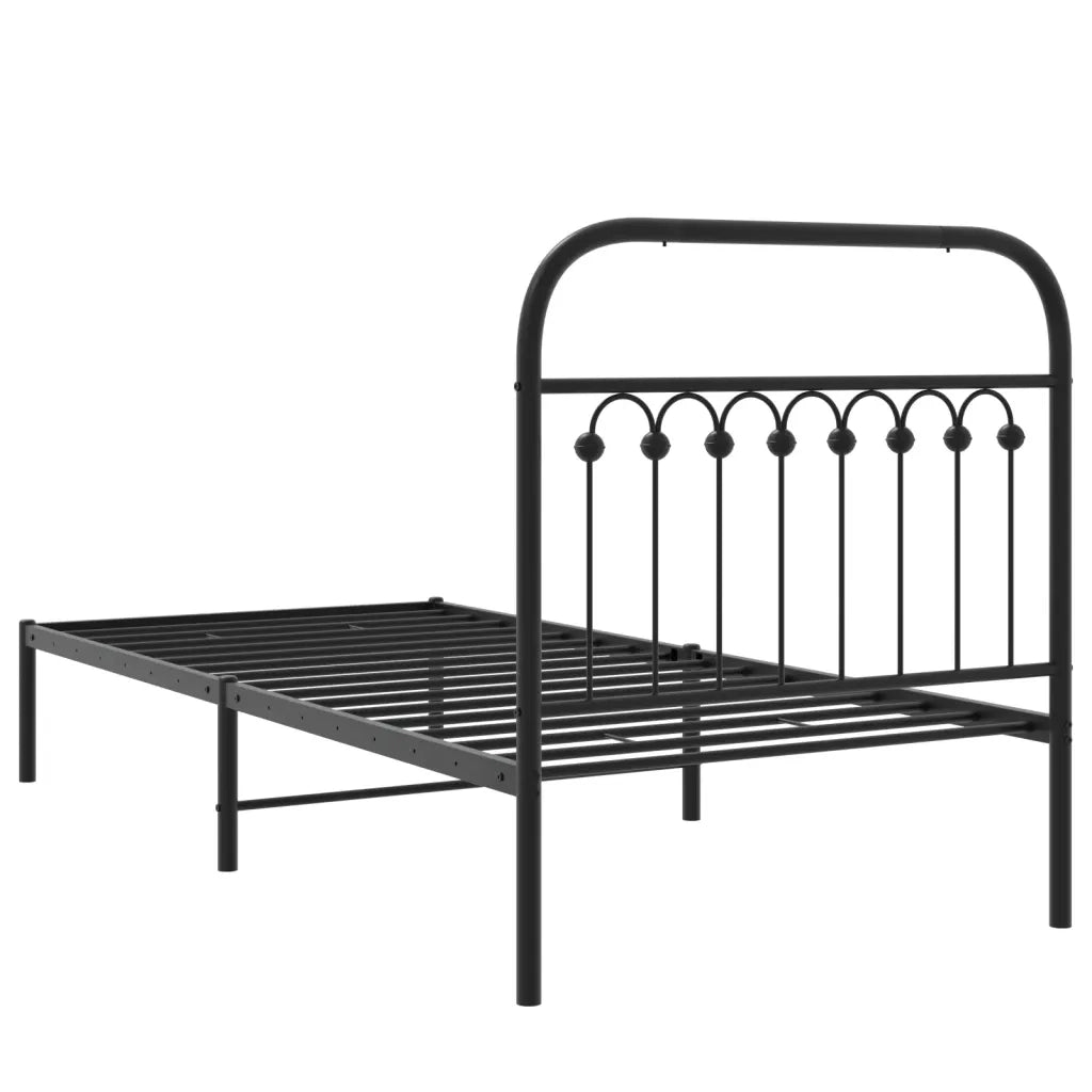 Giroletto con Testiera in Metallo Nero 90x190 cm