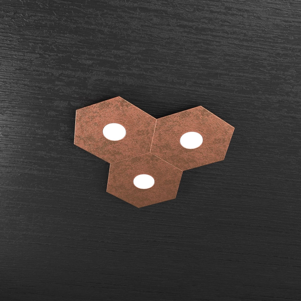 HEXAGON APPLIQUE-PLAFONIERA 3 LUCI FOGLIA RAME 1142-3L-FR