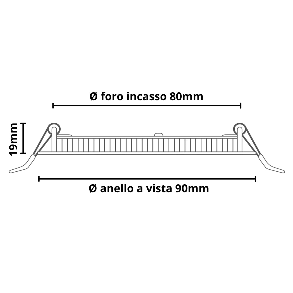 Pannello led incasso 8 cm 3watt slim tondo alimentatore incluso 6000k pezzi 3