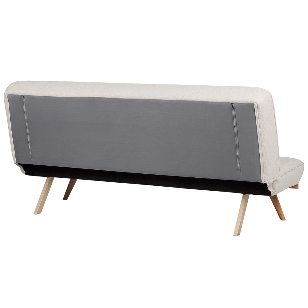 Divano letto Beige Rivestimento in tessuto Gambe in metallo 2 posti Seduta con schienale imbottito Design moderno Senza braccioli