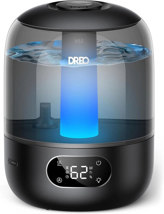 Ultrasone Luchtbevochtiger per Camera da Letto con Illuminazione a LED - Silenzioso e Efficace in termini di Energia - Grande Serbatoio d'Acqua da 2,5 Litri - Spegnimento Automatico - Aromaterapia - Bianco