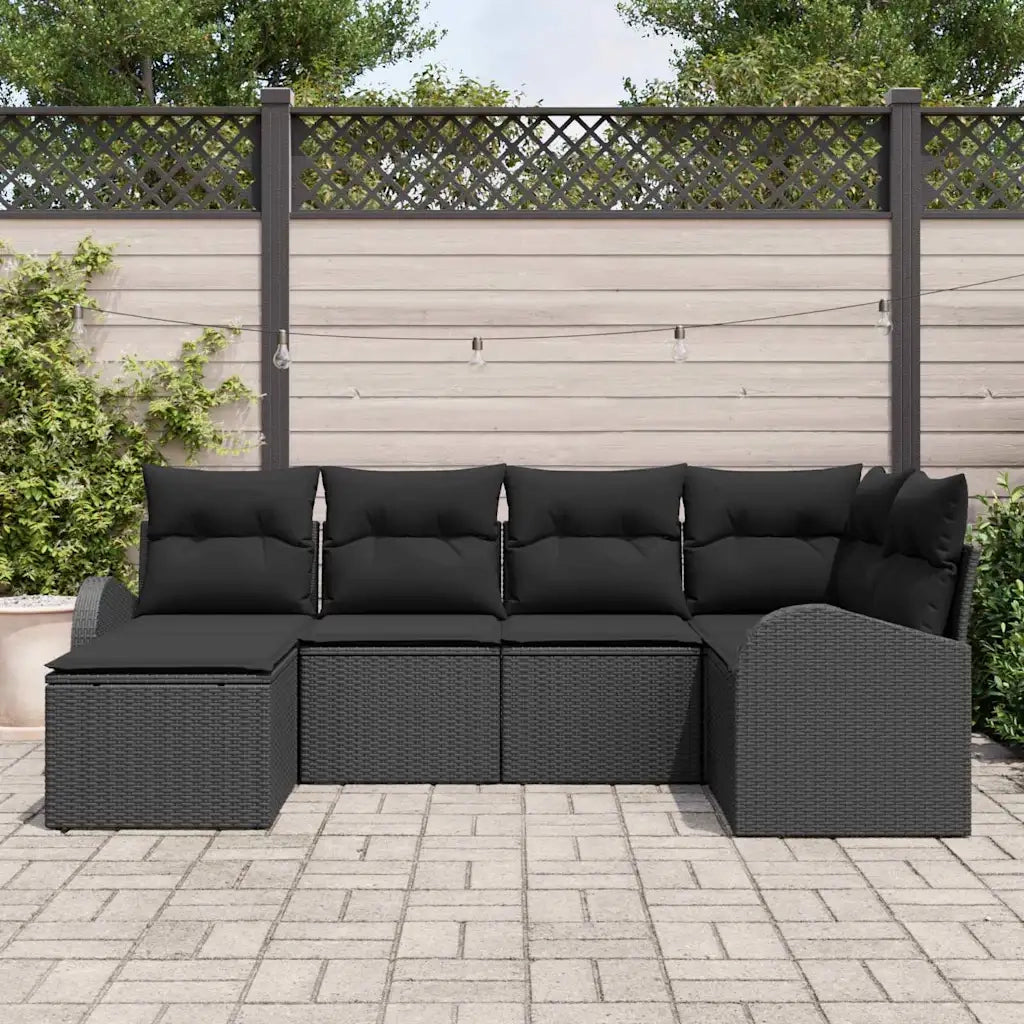 Set Divano da Giardino 6 pcs Nero polyrattan 3346113
