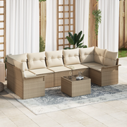 Set di divani da giardino  con cuscini in rattan sintetico beige